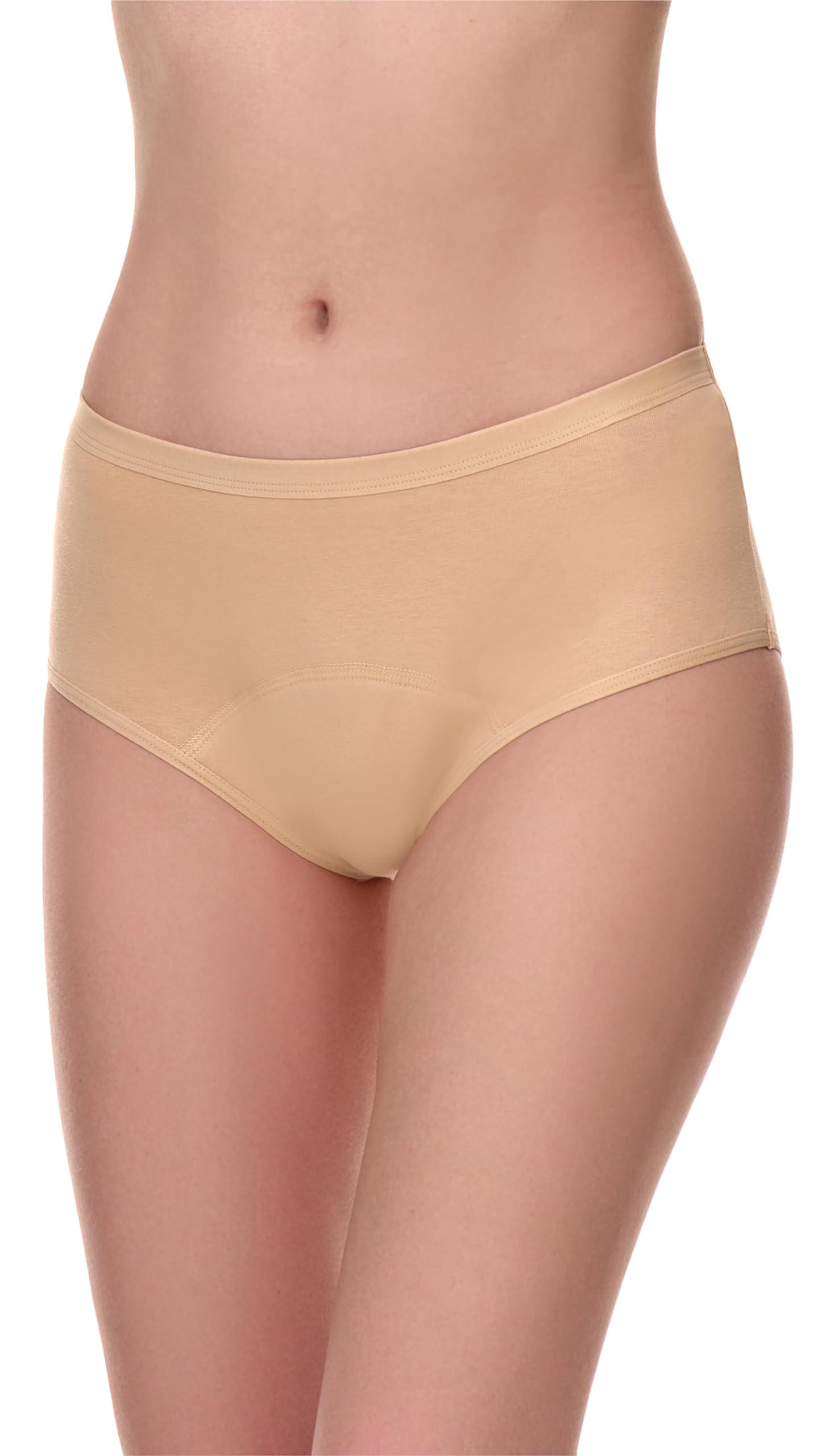 Merry Style Damen Inkontinenzunterwäsche Klassischer Slip aus Baumwolle Waschbare Inkontinenz Unterhose 4-Schicht-System Saugfähig bei Blasenschwäche und Stressinkontinenz MSGAB002 (Beige, M)