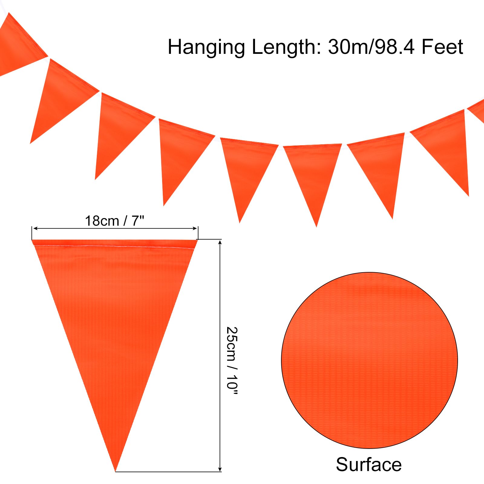 QUARKZMAN 4 Pz 98 Piedi Bandiera di Stendardo Bandiere Stringa Triangolo Appeso Triangolo Bandierine per Festività, Matrimonio, Decorazioni per Feste di Compleanno, Arancione