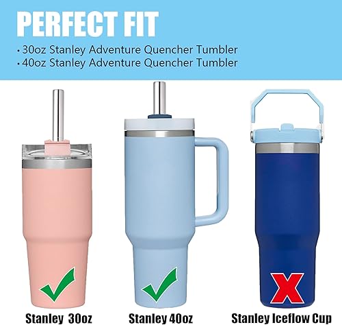 Miniatura 2 de Greant Stanley Adventure Quencher - Juego de 8 popotes de acero inoxidable de 40 onzas, popotes de 12 pulgadas, con tapa para popote y cepillo de