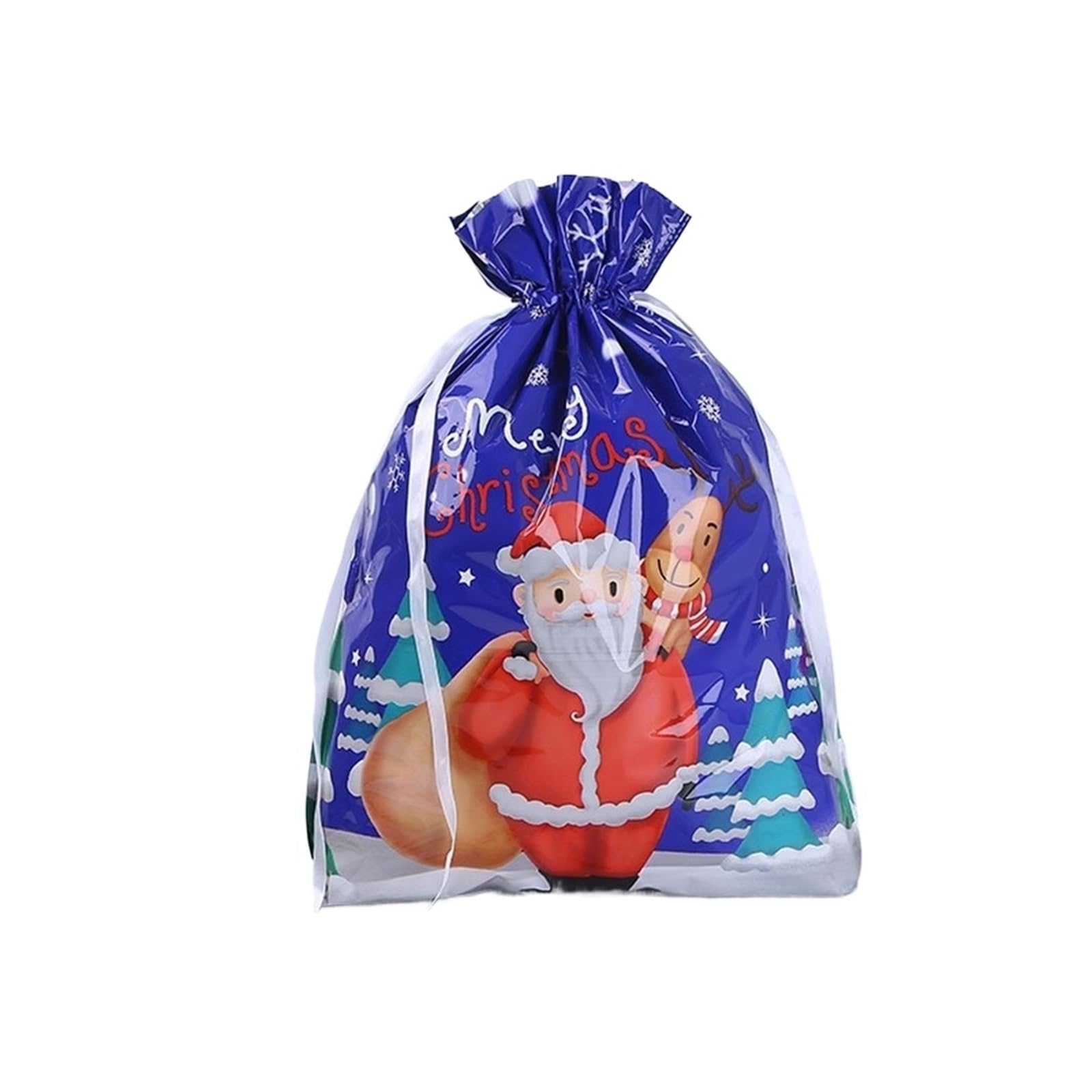 5 sacchetti natalizi grandi, riutilizzabili, con coulisse, ideali per regali e feste (stile S)