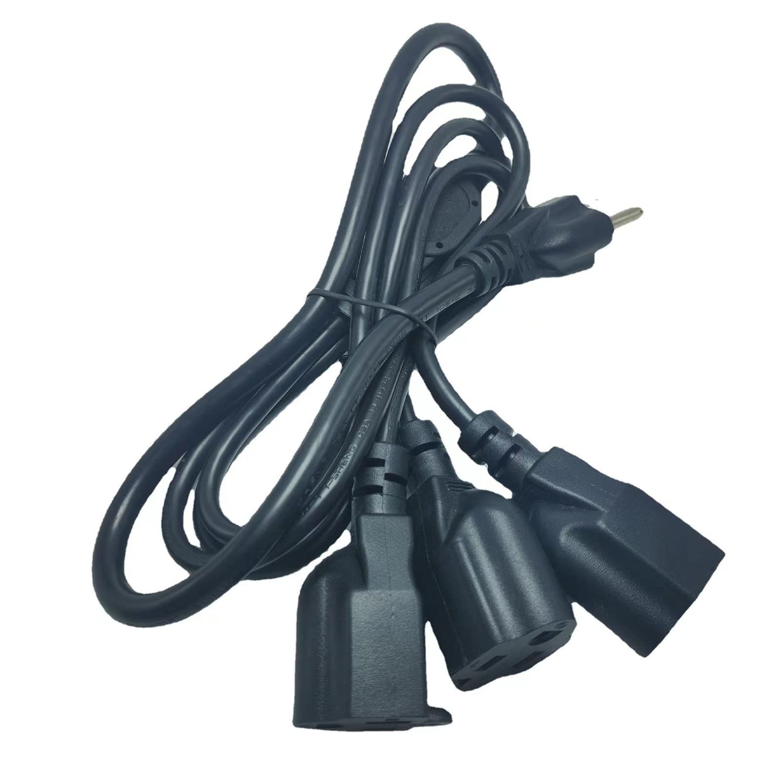 3.3FT 3 Prong 1 to 3 Extension Cord Splitter, Indoor Outdoor Power Cable 3-Outlet Power Cord Splitter Cords, SJT 16AWG 10A/1250W for Halloween Lights, Christmas Decorations, Computer, Scanner (Black)