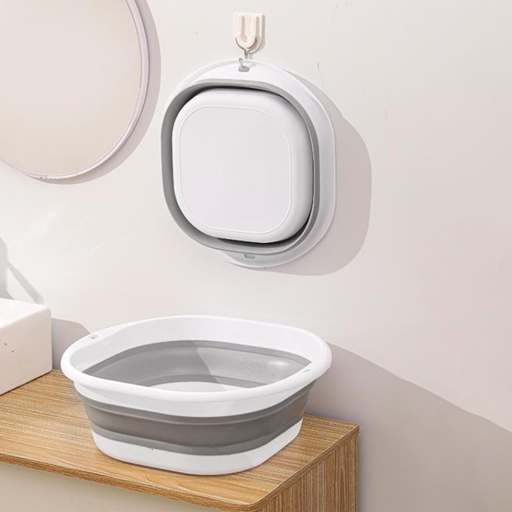 Cubo de baño plegable de silicona para masaje de pies