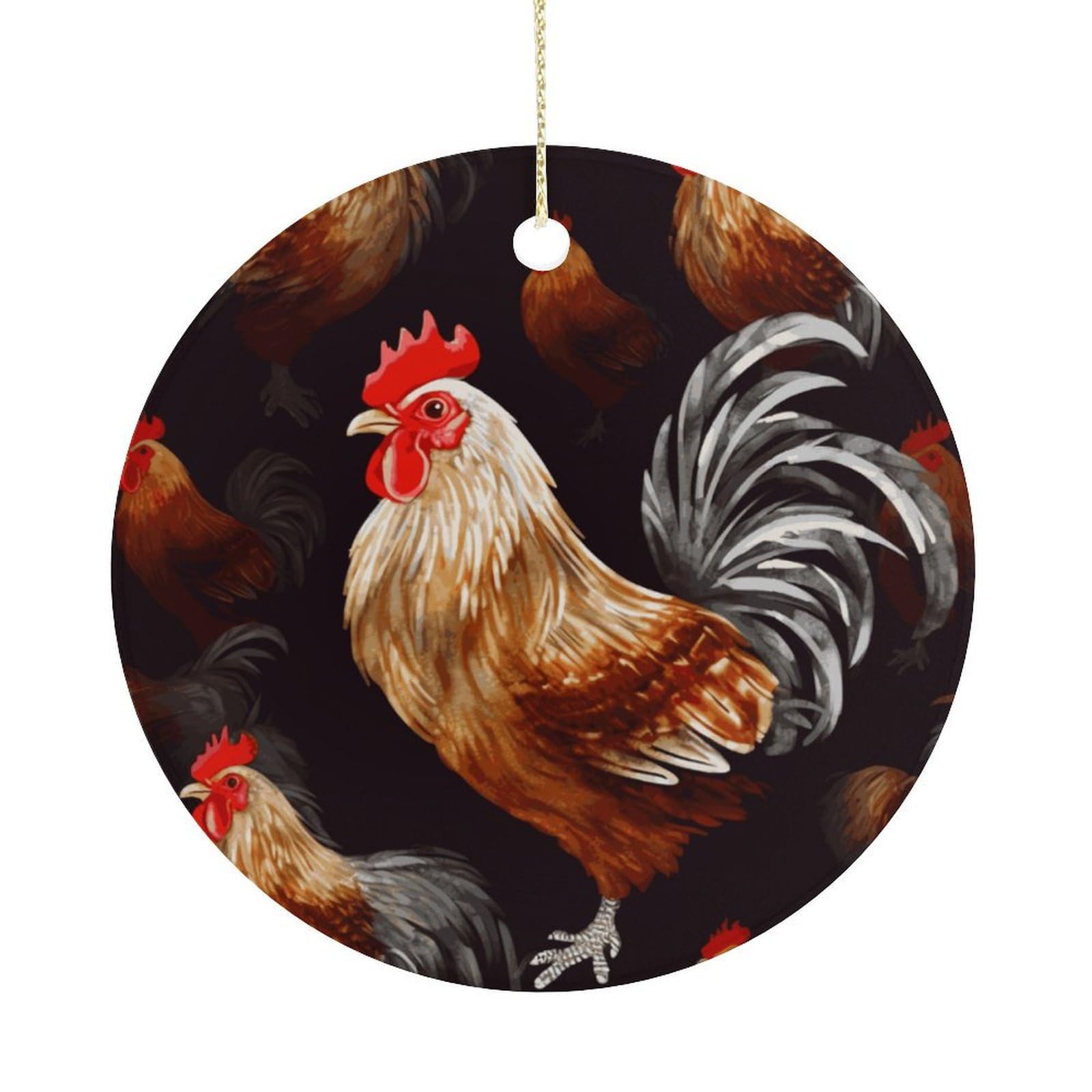 Adfgyerh Women's Style Shine Rooster Hanging Ceramic Ornaments, Christmas Tree Decorations, Funny Home Decor Gifts For Sisters & Work Best Friends
