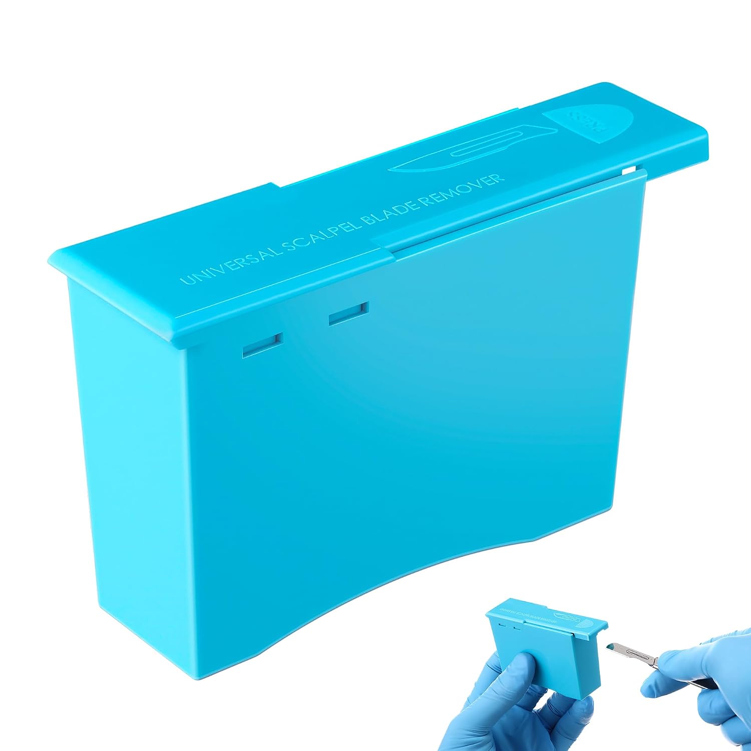 Geiserailie 1 Pack Blade Remover, Easy to Use, Compact, Plastic Blue Blade Remover Box Use for Safe Experience, Handheld Disposable Sharps Container