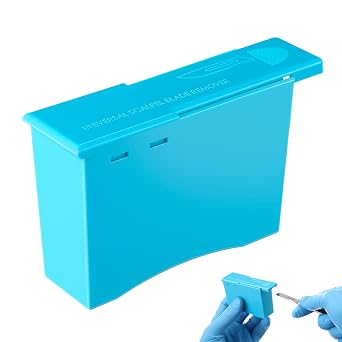 Geiserailie 1 Pack Blade Remover, Plastic Blue Blade Remover Box, Compact | Safe Experience, Handheld, Disposable, Sharps Container, Suitable for Most Blade Handles, Easy to Use, Quality