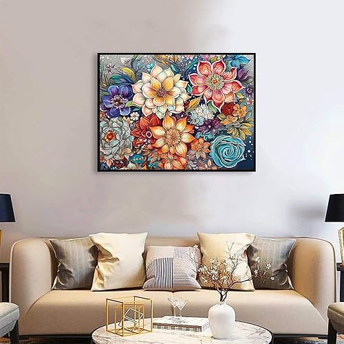 Miniatura 2 de SOTYIOO Kits de pintura de diamantes para adultos. Flores de arte de diamantes de taladro completo, arte de gemas redondas, puntos de diamante 5D,