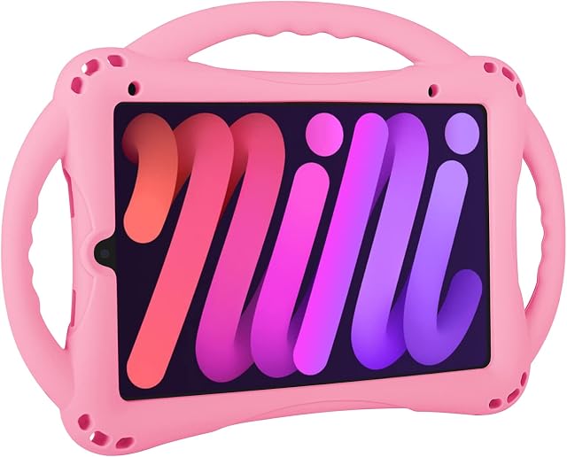 TopEsct Kids Case for iPad Mini 6th Generation Case Heavy Duty Shockproof Cover Childproof Protective kids Cover with Three Handle Stand for 8.3 inch iPad Mini 6 (Pink)