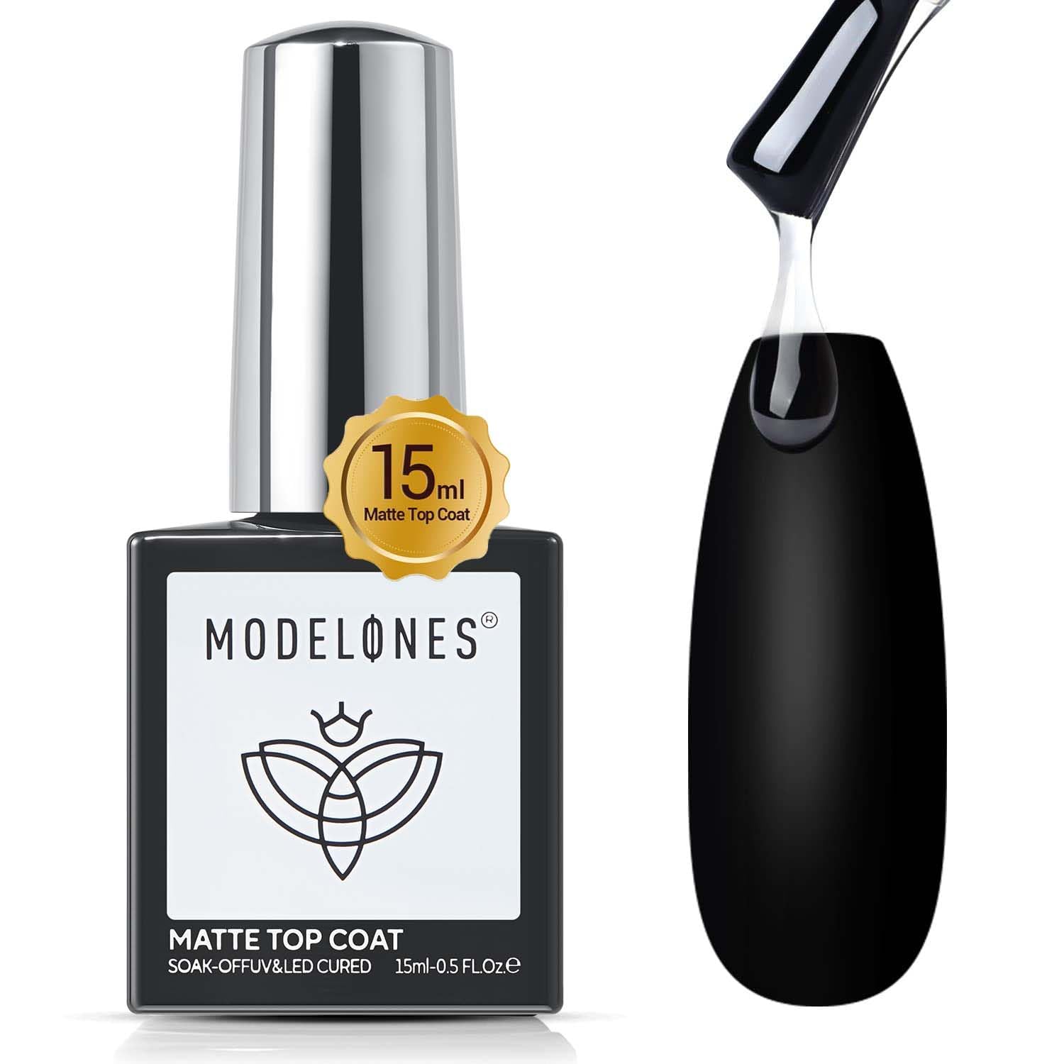 Modelones Matte Top Coat półtrwały lakier do paznokci 15 ml, bez wipe top coat półtrwały żelowy lakier do paznokci UV do manicure'u
