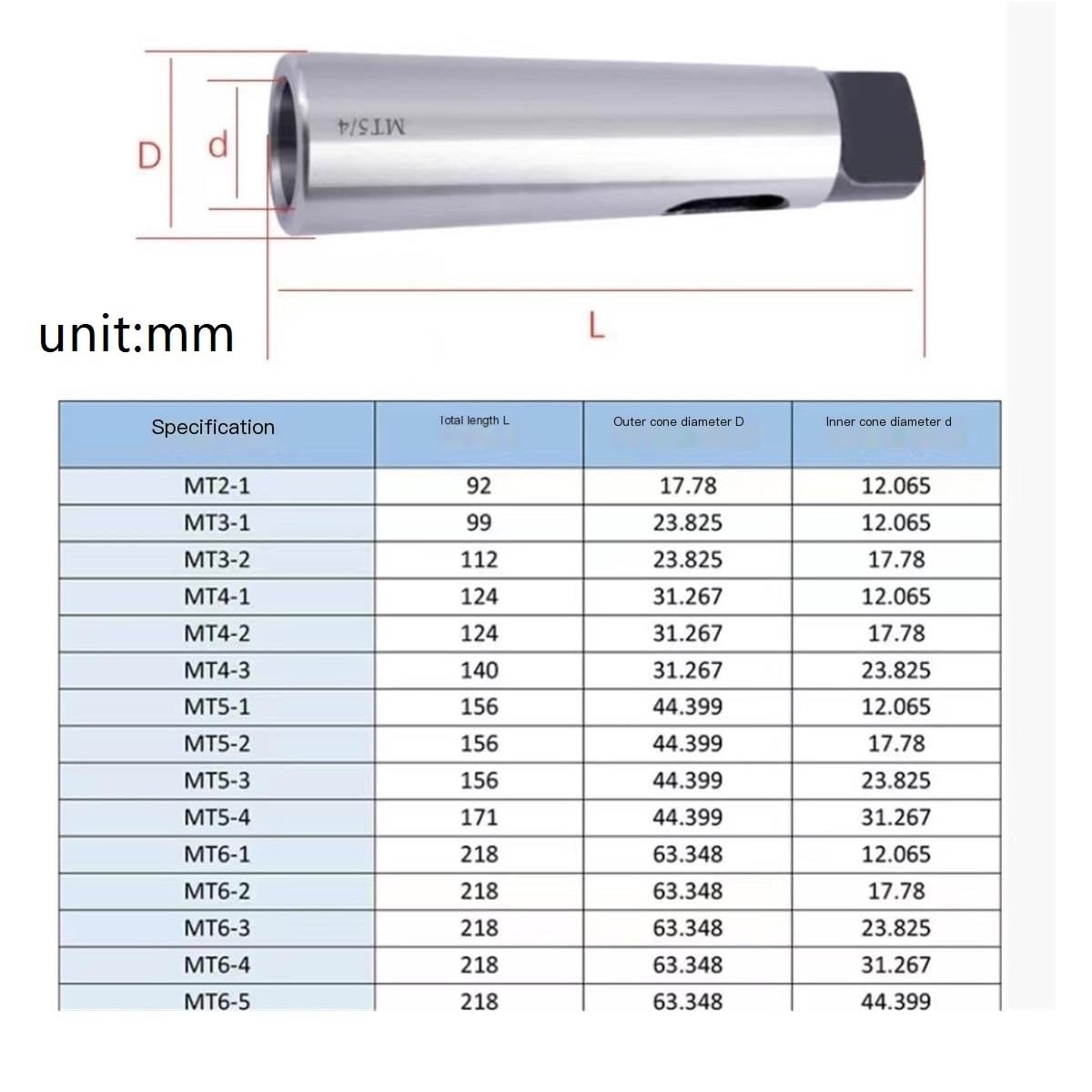 Manicotto per punta a cono decrescente, Adattatori for manicotti cono Morse da 3 pezzi MT1 MT2 MT3 MT4 for trapano fresa for macchine CNC
