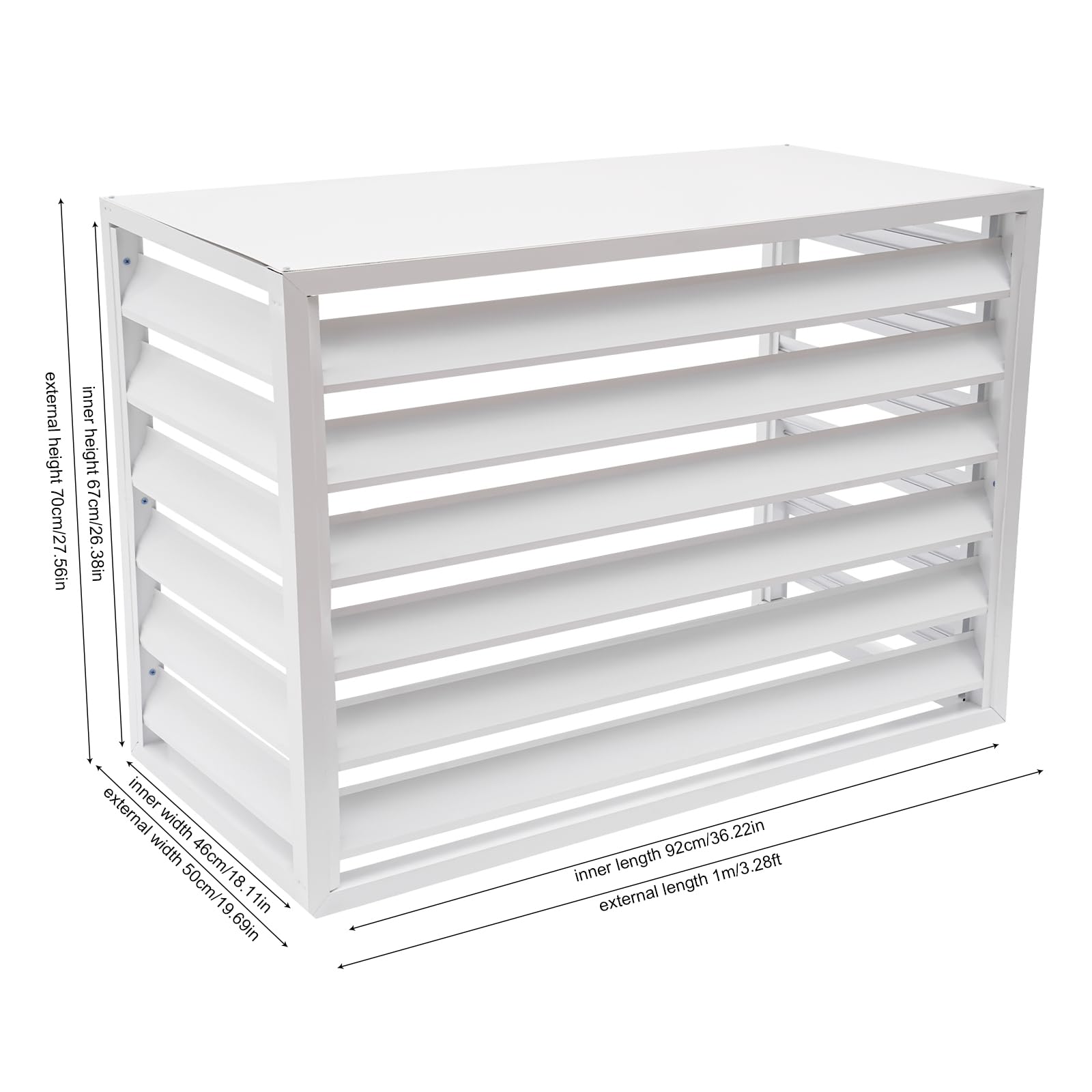 Cubierta de aleación de aluminio para aire acondicionado, montaje en pared, cubierta/revestimiento para aire acondicionado y bomba de calor, protección para dispositivo exterior grande (Blanco)