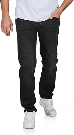 JACK & JONES JJICLARK Jeansbroek voor heren, stretch, lang, rechte pasvorm, blauw, zwart, 30, 31, 32, 33, 34, 36, 38, zwart/blauw (Cb146), 32W / 32L