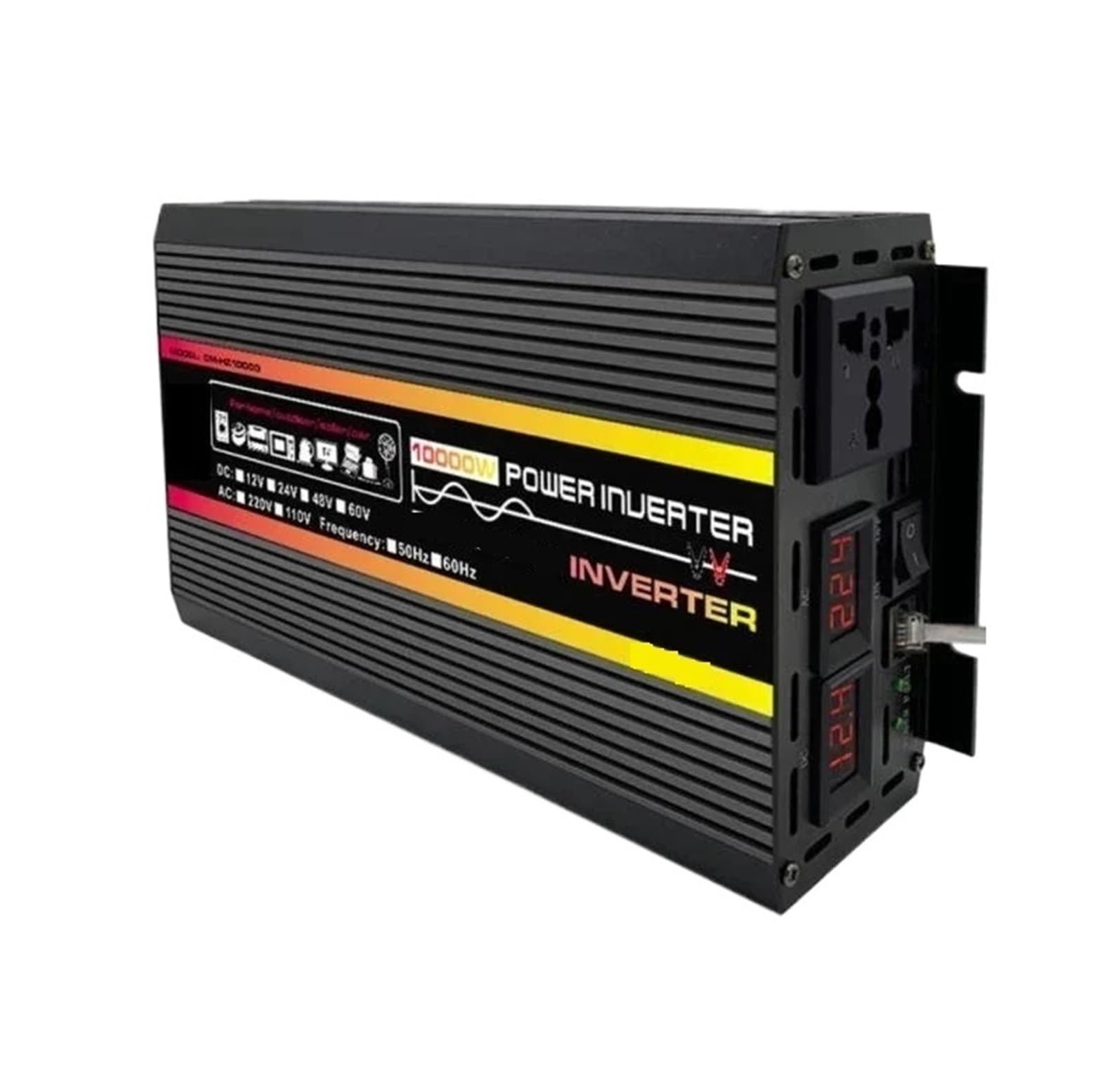 Falownik sinusoidalny 10000 W, transformator napięcia, wyświetlacz cyfrowy, samochód, dom, zewnątrz, DC24V-110 łodzie, kemping