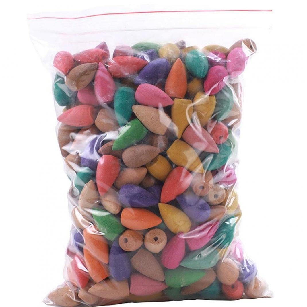 100 Pieces Backflow Incense Cones Mixed Natural Scents Rose Jasmine Mint Lavender Mixed Natural Backflow Incense Cones