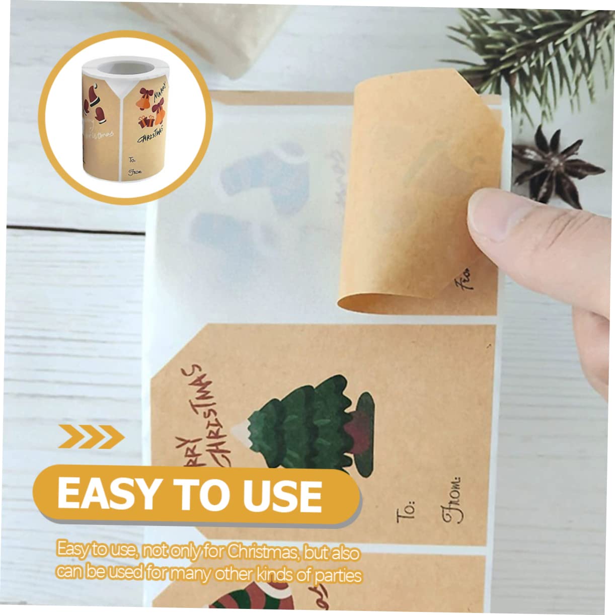 NUOBESTY Lot De 4 Rouleaux D'Étiquettes Autocollantes De Noël Étiquettes En Papier Pour Fêtes Étiquettes De Porte Adhésives Décoratives Pour Noël Autocollants Personnalisés