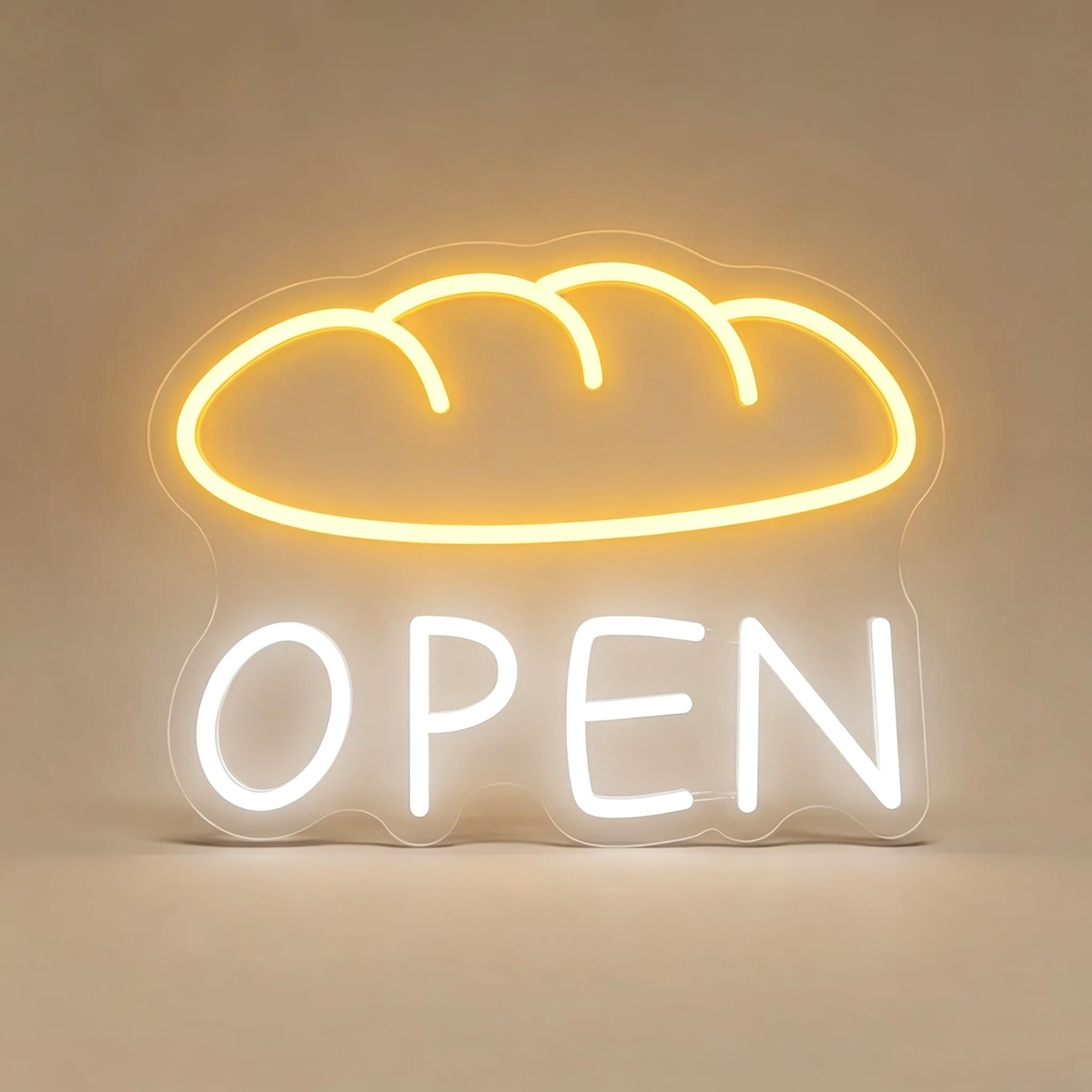Bakery Open Neon Sign Dimmable Bread Neon Light Bakery Shop Window Wall Hanging Open Sign Cafe Pastry Store Business Opening Decor