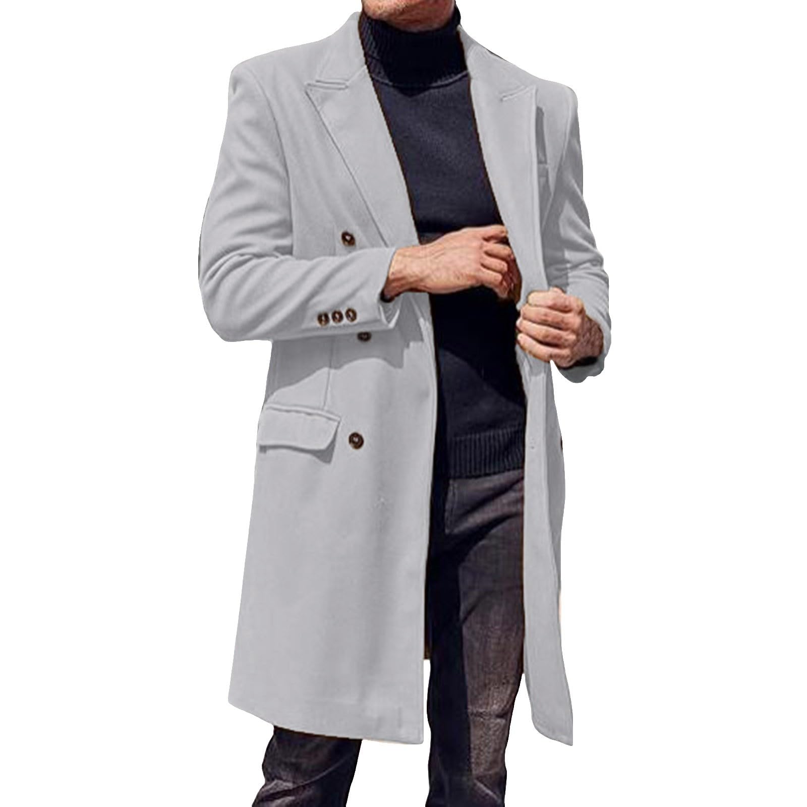 Generisch Wintermantel Herren Lang Dufflecoat, Herren Wintermantel Langer Wollmantel mit Stilmodus für optimale Wärme Bequemlichkeit in kalten Jahreszeiten