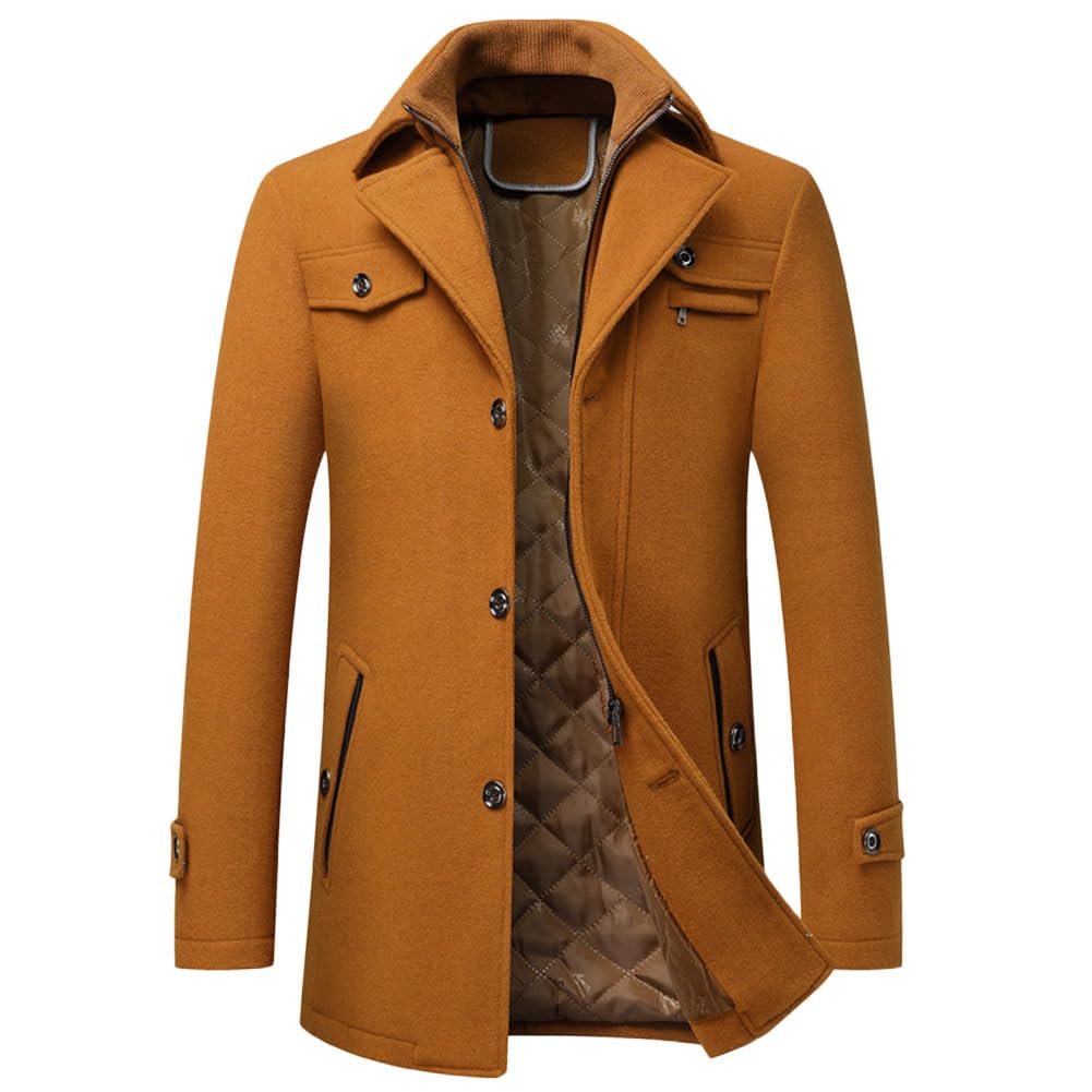 Cappotto Invernale da Uomo Cappotto Caldo in Misto Lana Slim Fit Giacca Invernale a Maniche Lunghe Imbottito da Lavoro per Il Tempo Libero