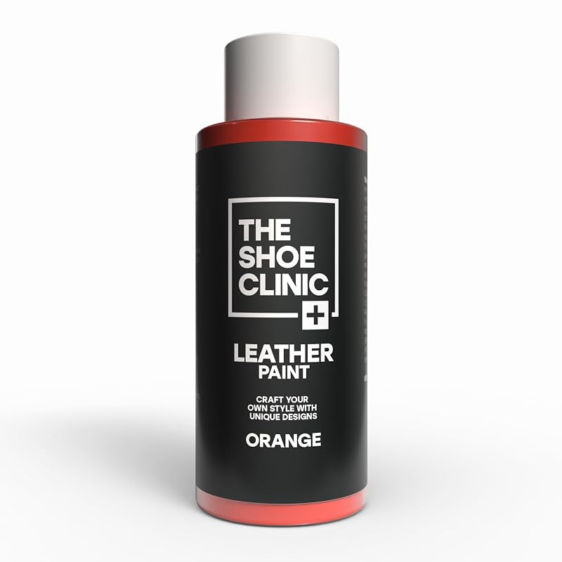 Tinta para couro Shoe Clinic laranja, à base de água, acabamento brilhante, frasco de 50 mL