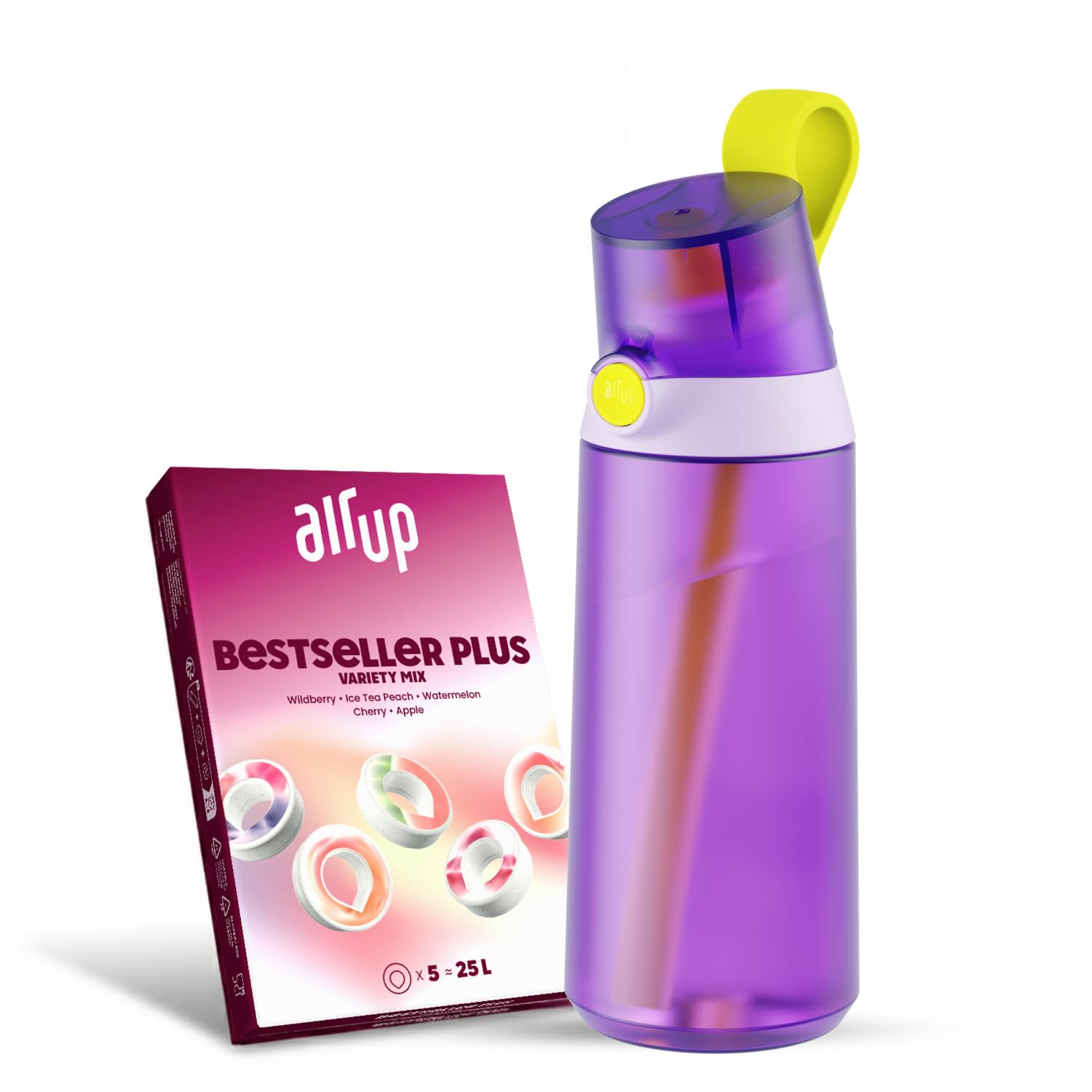 air up Gourde Click Squid Purple – Pack de démarrage avec 5 capsules de goût | Bouteille 600 ml sans sucre, passe au lave-vaisselle, sans BPA