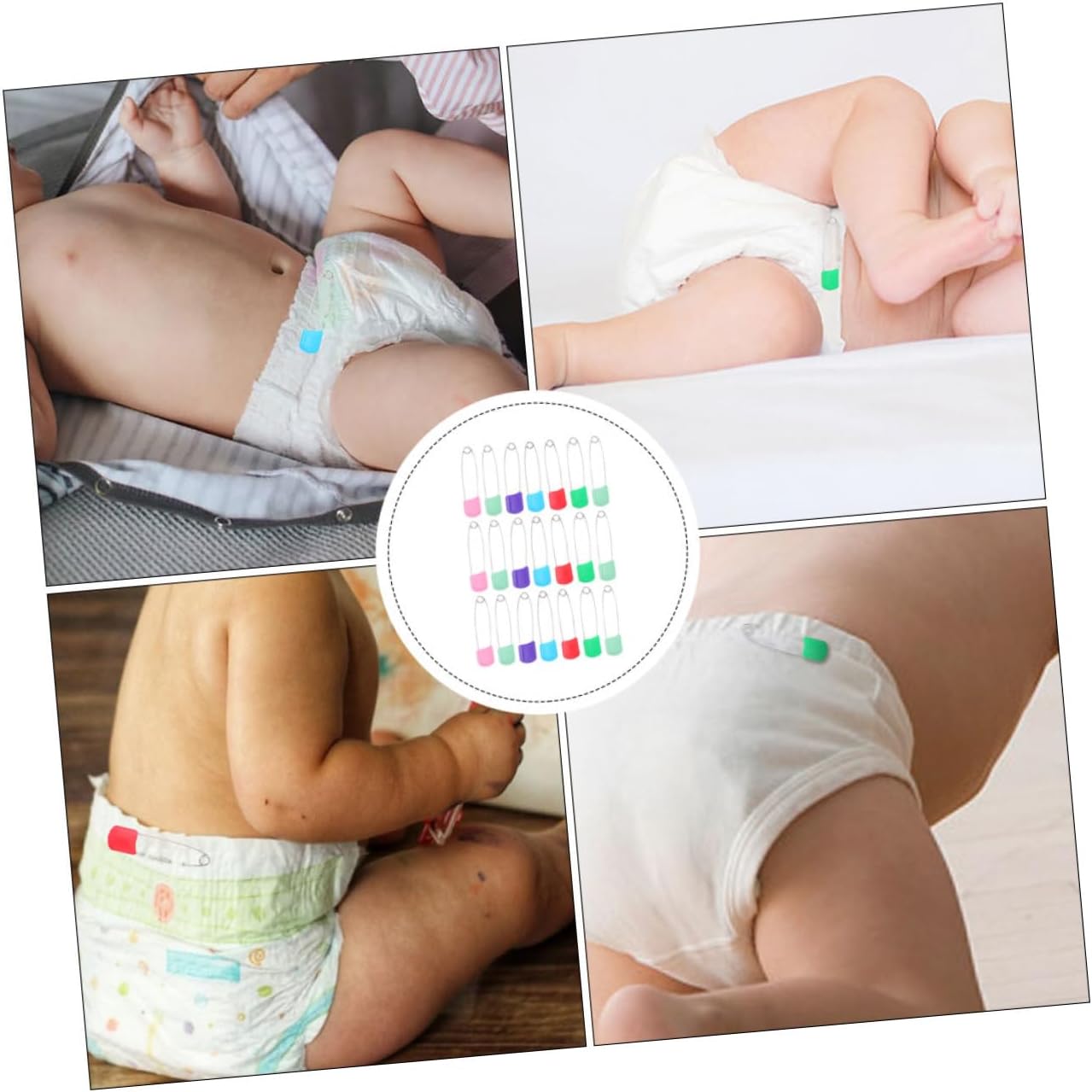 50pcs Diaper Pins with Safe Locking Closures Fasteners for Newborn Cloth Diapers Lightweight and Portable Safety Brooches