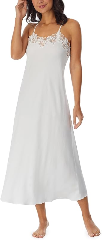 Womens Bridal Sleepwear & Loungewear – Santorini Dream Collection - Satin & Lace Lightweight Sleeveless Nightgown