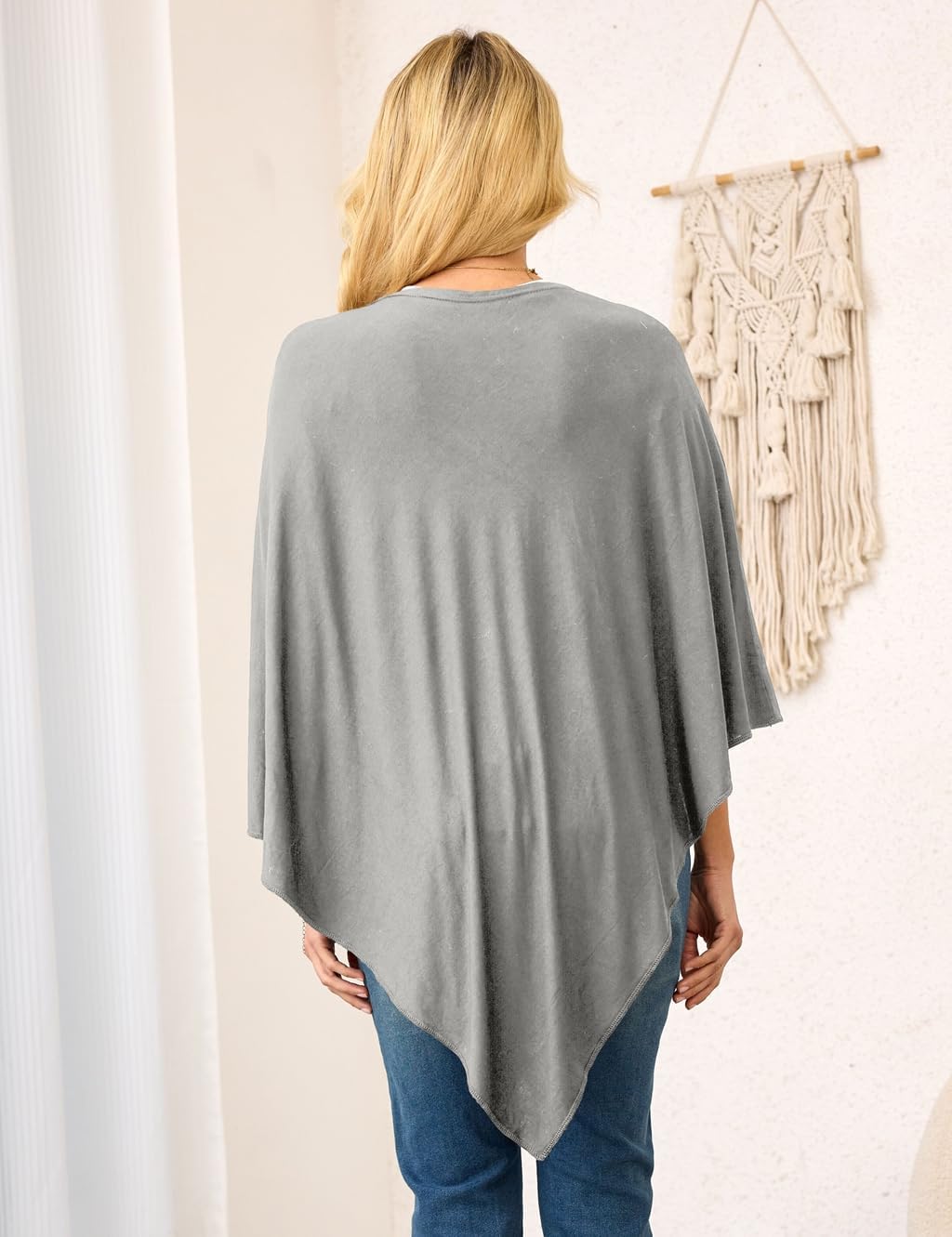 Ferand Women's Lightweight Poncho Tops Versatile Buttoned Shawl Wraps for Spring Summer