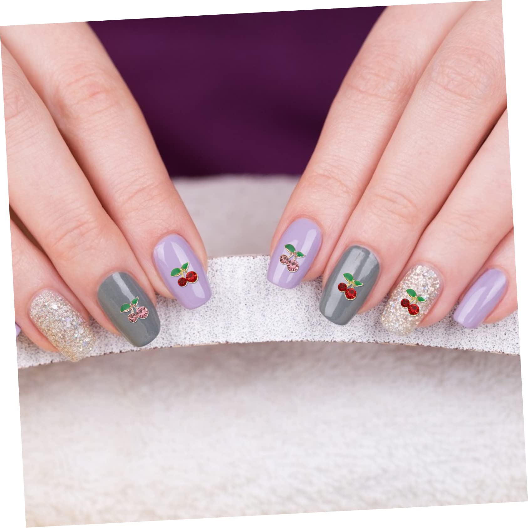 120 Pz Accessori Per Nail Art Con Strass Unghia Di Frutta Luccica Gioielli Per Unghie Strass Arancioni Borchie Per Unghie Lucide Ornamenti Glitterati Perno Lega Ciliegia 3d