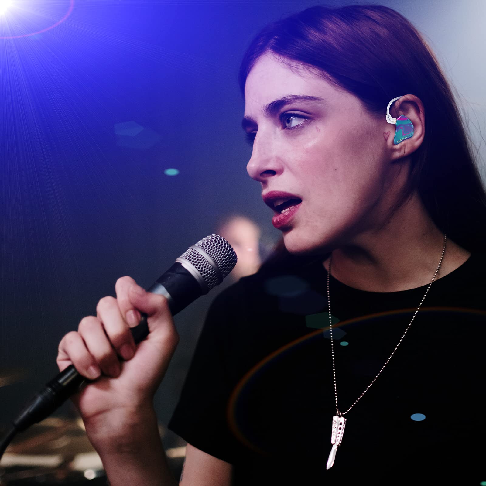 BASN MMCX Moniteurs intra-auriculaires à triple pilote avec basses riches, écouteurs HiFi stéréo IEM avec câbles amovibles améliorés pour audiophiles musiciens (Aurore violet)