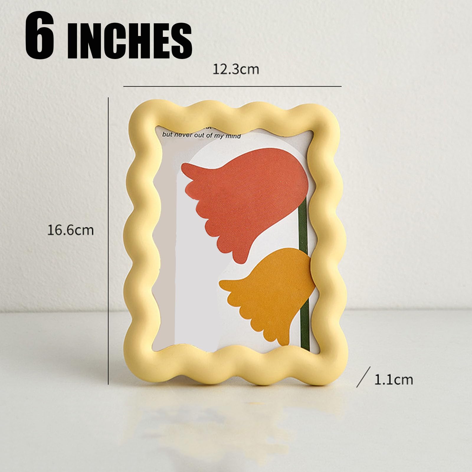 Synovana Wavy Striped 4x6 Picture Frame - Orange & Cream Frosted Tabletop Photo Display