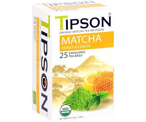 Miniatura 10 de Tipson Organic Matcha té verde - Menta orgánica - 25 bolsas de doble cámara envueltas en papel de aluminio - Beneficios antioxidantes - Suplemento