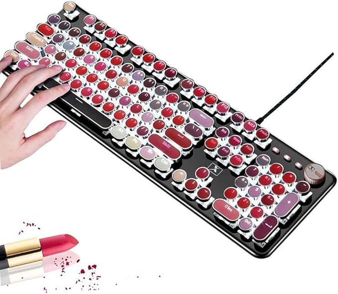 FELICON Lipstick Mechanical Gaming Keyboard, Typewriter Style Retro