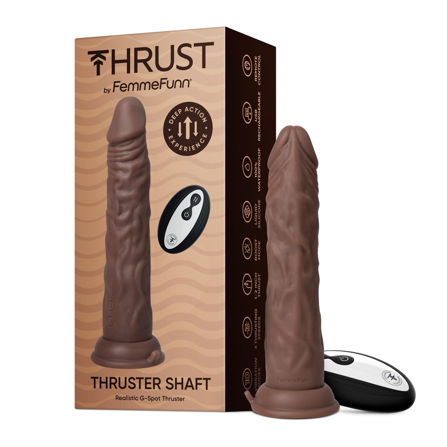 Femmefunn Thruster Shaft Dildo Brown 22,3 cm