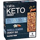 :ratio KETO Friendly Crunchy Bars, Vanilla Almond, Gluten Free Snack, 4 ct