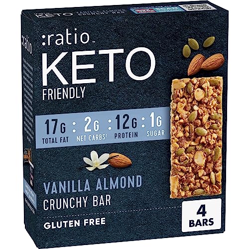 :Ratio Keto Friendly Crunchy Bars, Vanilla Almond, Gluten Free Snack, 4 Ct #TOP12