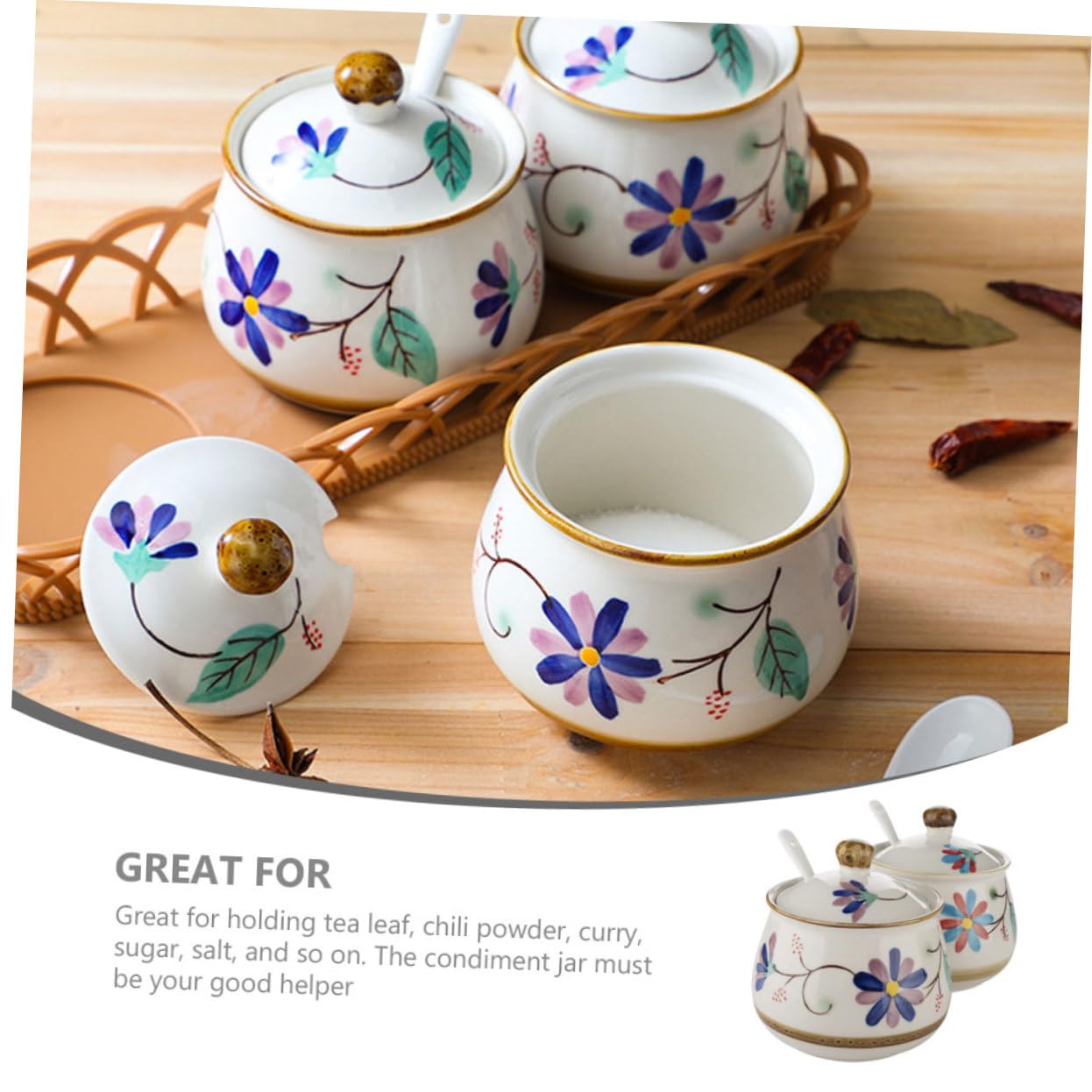 ABOOFAN Pot à Épices Ménager en Céramique 330ml 300ml, 1 Set