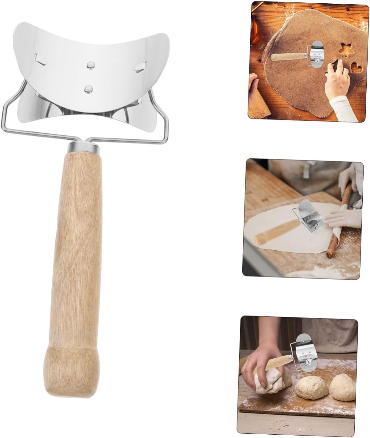 3pcs Stainless Steel Dumpling Wrapper Mold Wooden Handle Easy to Use and Clean for Home Restaurant