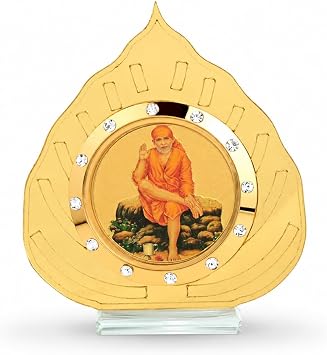Sai Baba Idol in Golden Leaf for Car Dashboard | Showpiece Decor