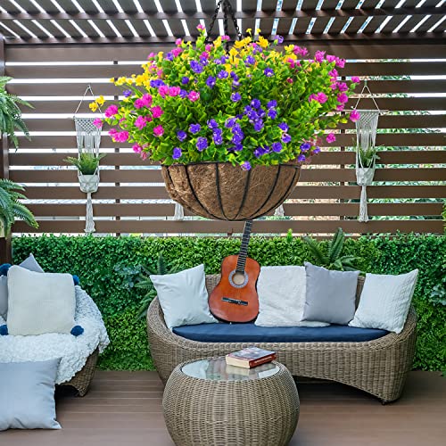 24 Bundles Artificial Flowers For Outdoors 6 Style Decoration Uv Resistant Fake Flowers Greenery Shrubs Plants Fake Flowers For Decoration Outdoor Plants Hanging Planter Home Garden Decor #TOP4