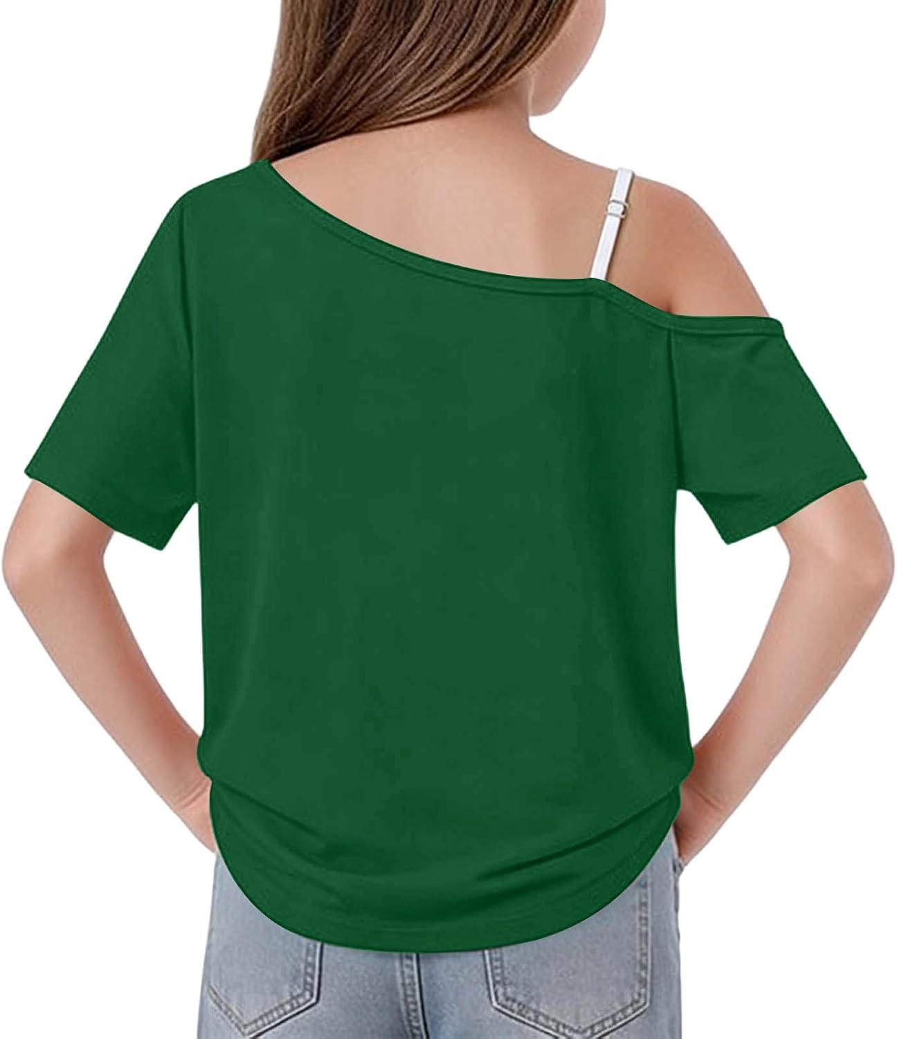 Girls T Shirts Trendy Street Style One Shoulder Sleeve Casual Kids Blouse Soft Summer Lightweight Tees Tops