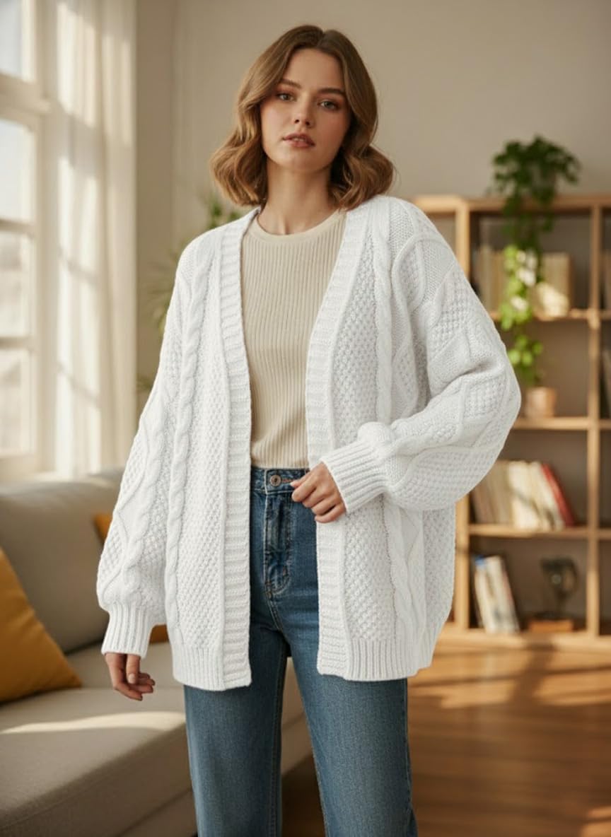 SKAYS Women's Oversized Open Front Cardigan Sweaters Cable Knit Long Sleeve Chunky Cardigan 2025 Trendy Fall Clothes - Image 3
