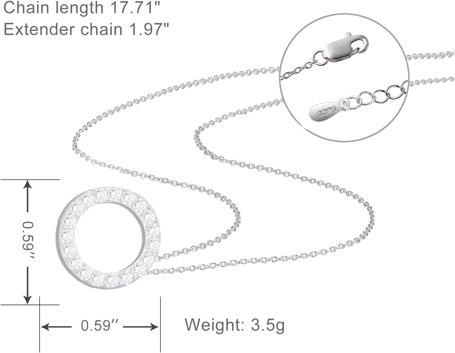 Necklace for Women Sterling Silver Circles Necklace Courage Strength Necklace Warriors Gifts Ideas - Image 3