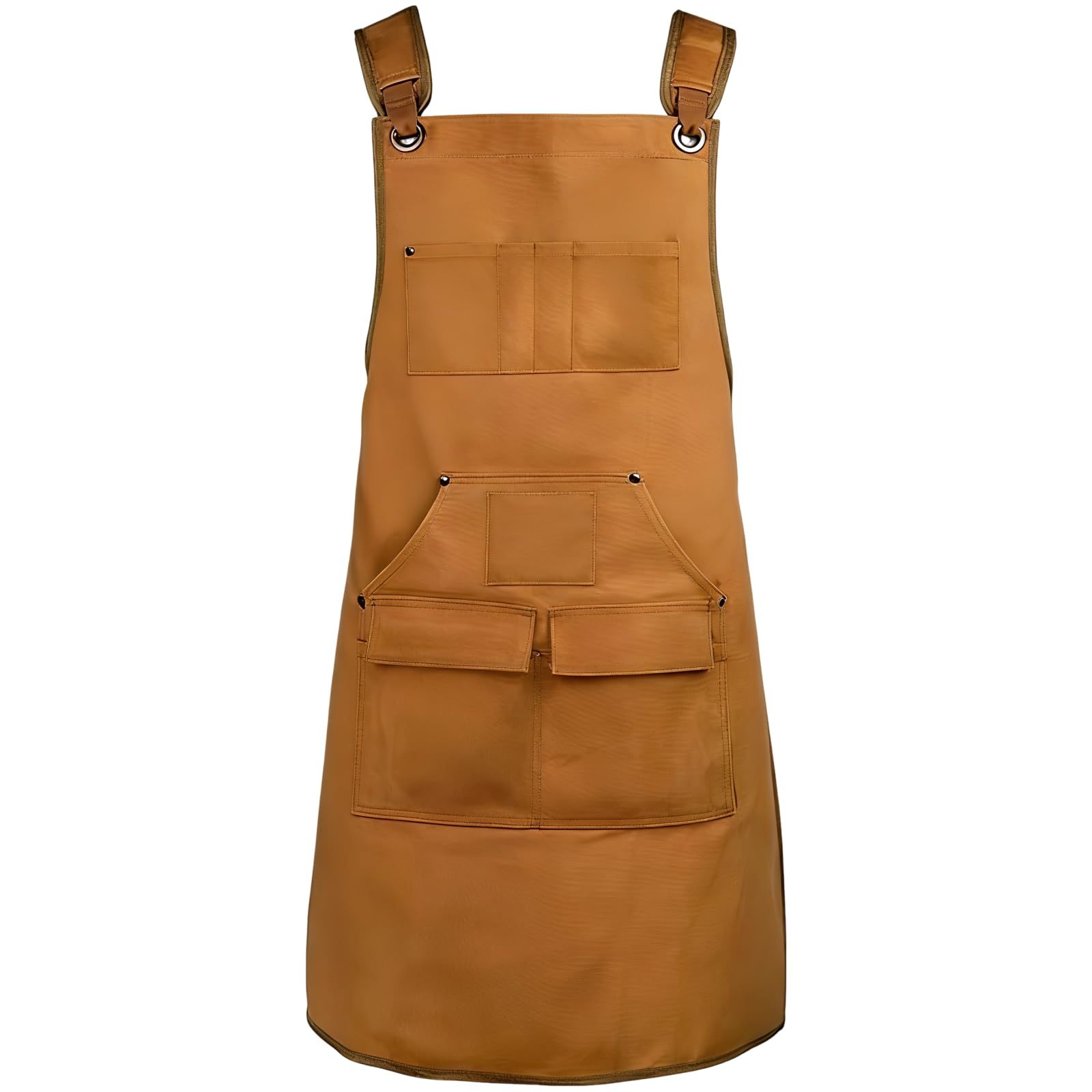 Gewachste Arbeits-Schürze, robuste Schreinerschürze mit Werkzeugtaschen, verstellbaren Trägern, braun, für Werkstatt und Heimwerken, große Größe, 30,7 x 25,6 in