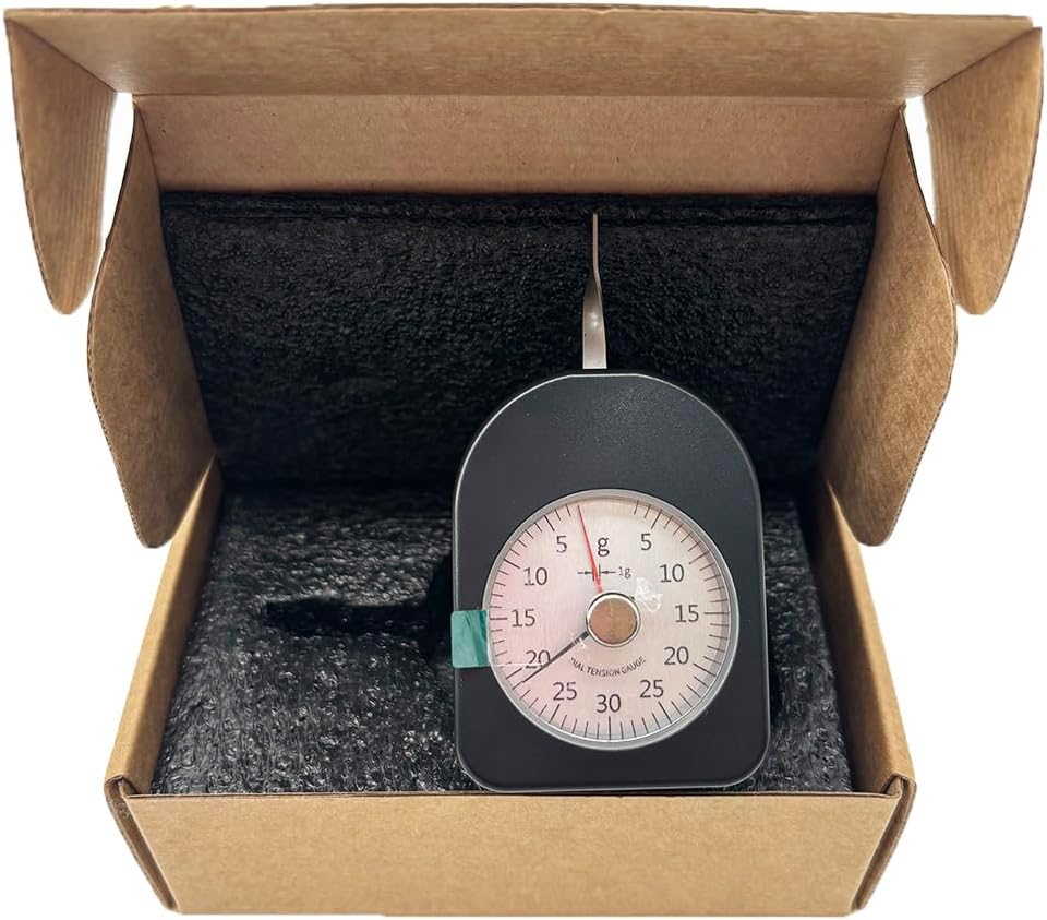 Dial Tension Meter Tester Gauge Tensionmeter Gram Force Meter Single Pointer 30G Pressure Pull Tester Gage with Handheld Analog Tension Meter Tension Tester, Double Needle Gram Gauge Black
