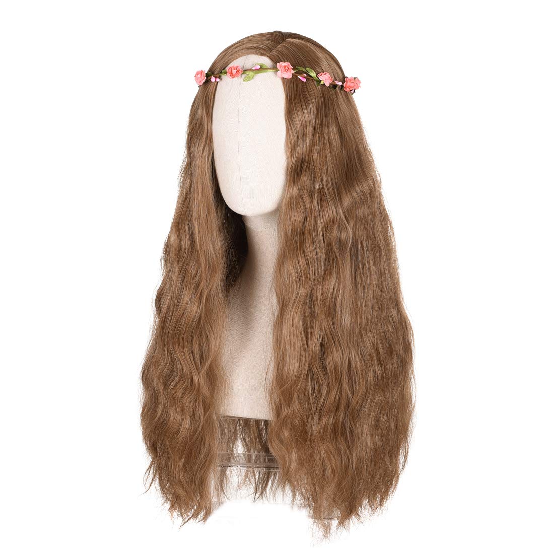 Mixed Brown Cosplay Tiger King Wigs for Women,With Braid Long Wavy Princess Costume Wig,Suitable for Daily Wear and Masquerade