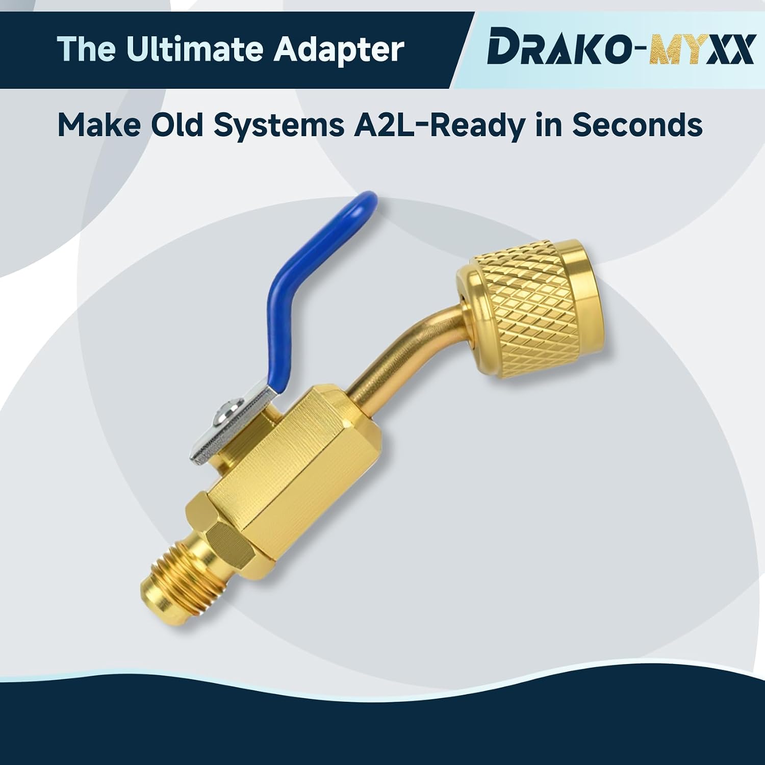 Upgrade A2L R-32 R-454B Ball Valve Adapter, 1/4" Left-Hand Female to 1/4" Right-Hand Male Flare Fittings, for R-32/R-454B A2L Refrigerant LH Tanks and RH Service Hose, Brass HVAC Charging Adapter