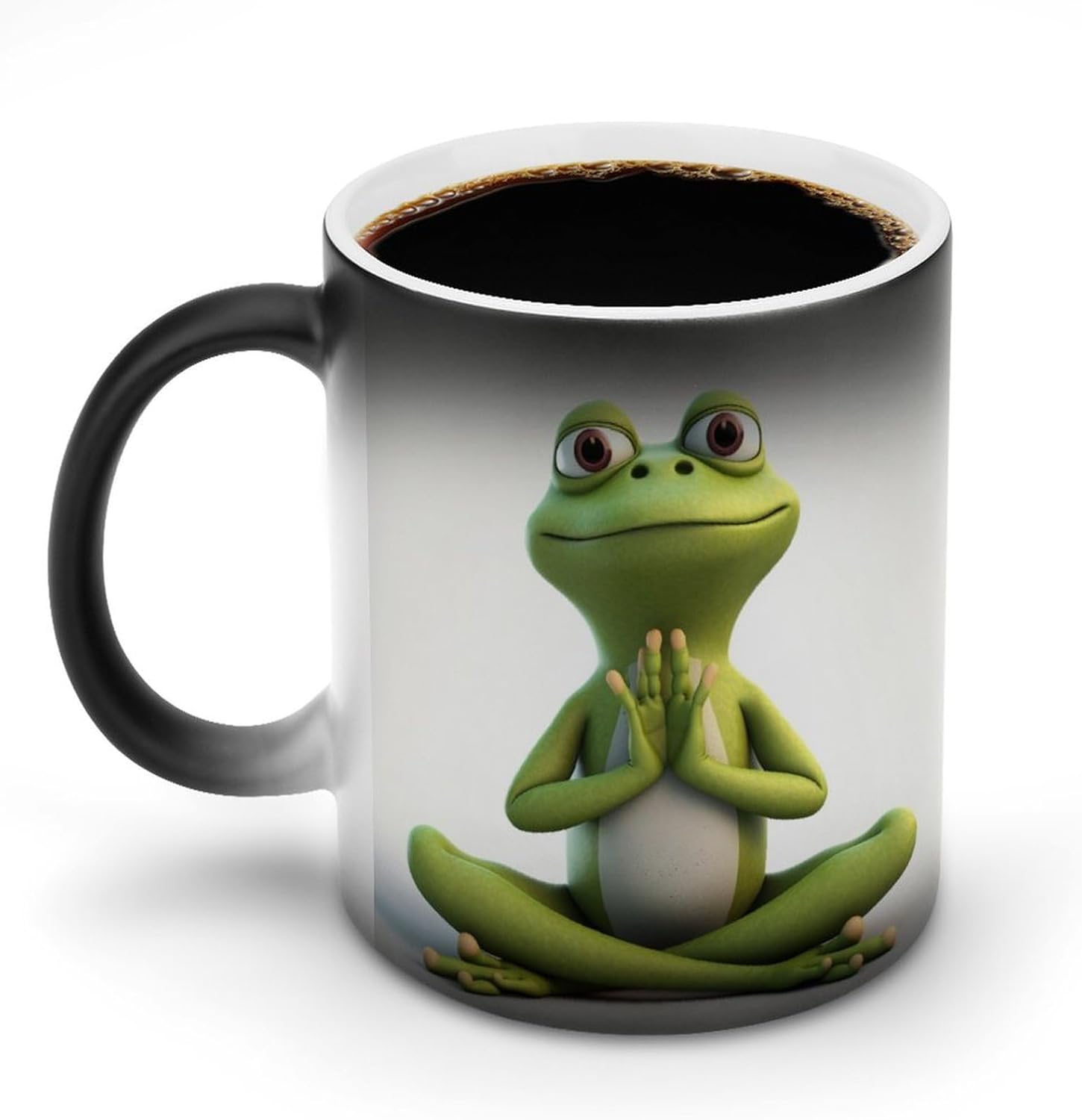 Color Changing Cups,The Funny Frog Doing Yoga Printed 11 Oz Ceramic Cups for Birthday Men Women