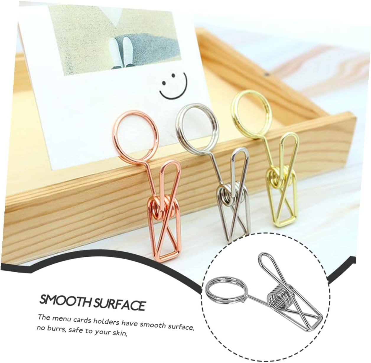 6pcs Table Holder Clips Silver Double-Headed Photo and Memo Stand for Weddings Office Parties Compact Desktop Picture Decor