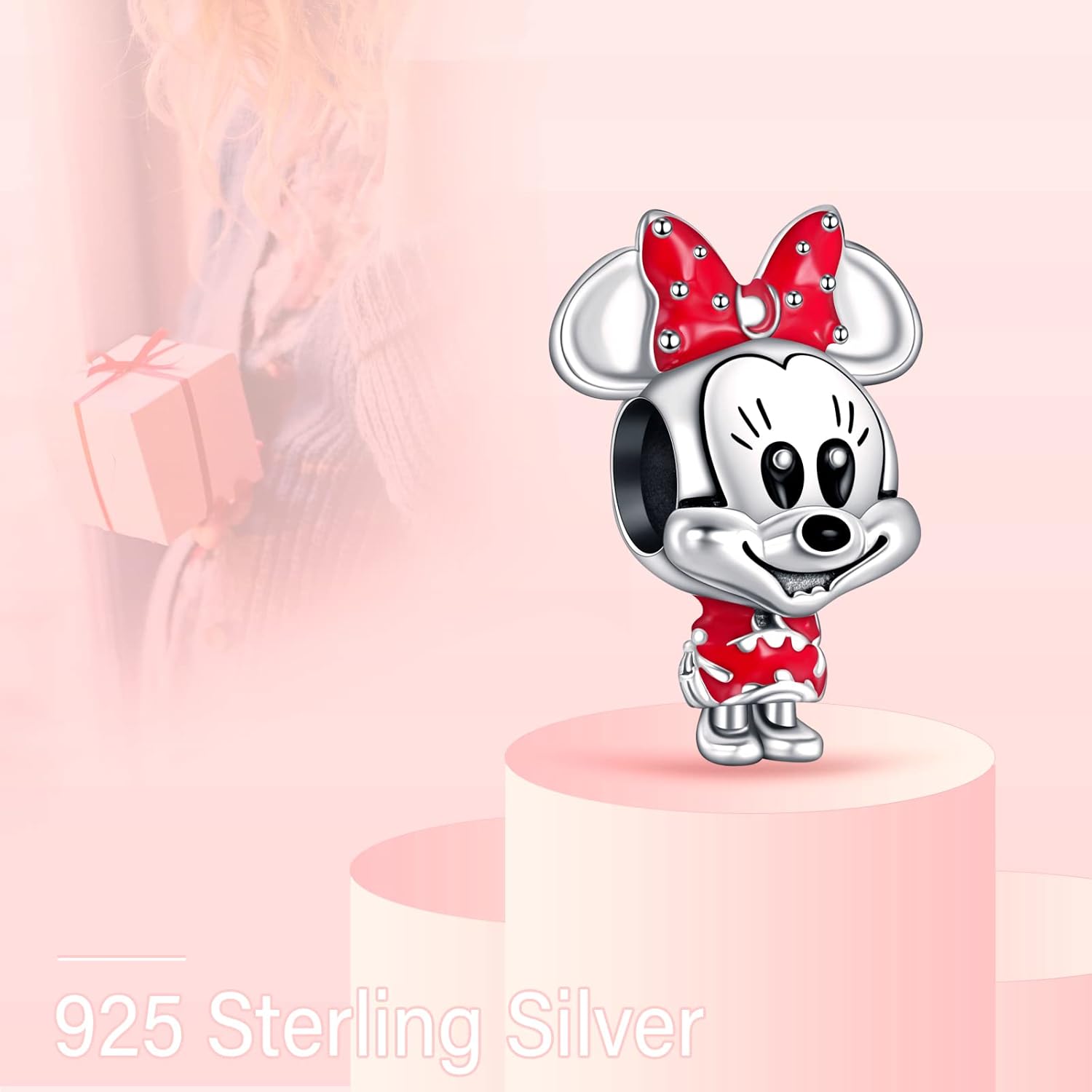 925 Sterling Silver Charms Cartoon Mouse Charm Set Beads For Women Bracelets Necklace 3 Piece/Package (Charm Set- C) - Image 2