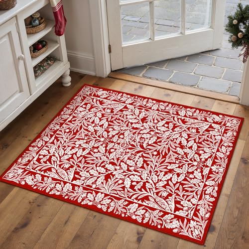 HUGEAR Christmas Area Rug 2x3 Vintage Flowers...