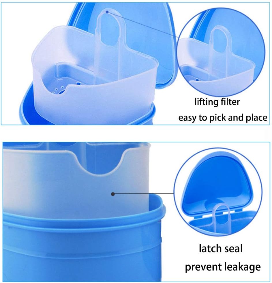 Denture Bath Box Cup and Toothbrush with Strainer Basket, False Teeth Storage Box Holder, Retainer Cleaning Box /300(Yellow)